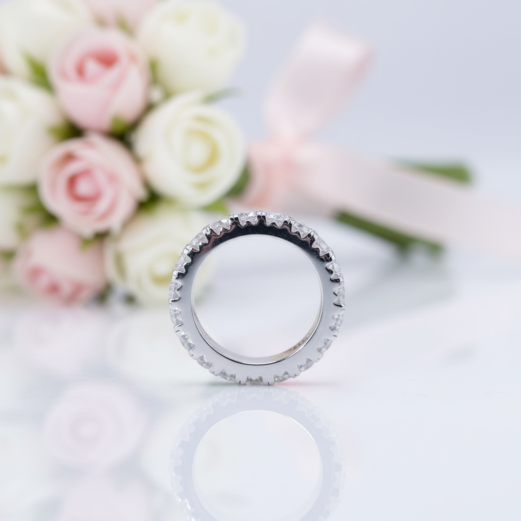 Round Cut Diamond Option Eternity Wedding Band-Black Diamonds New York