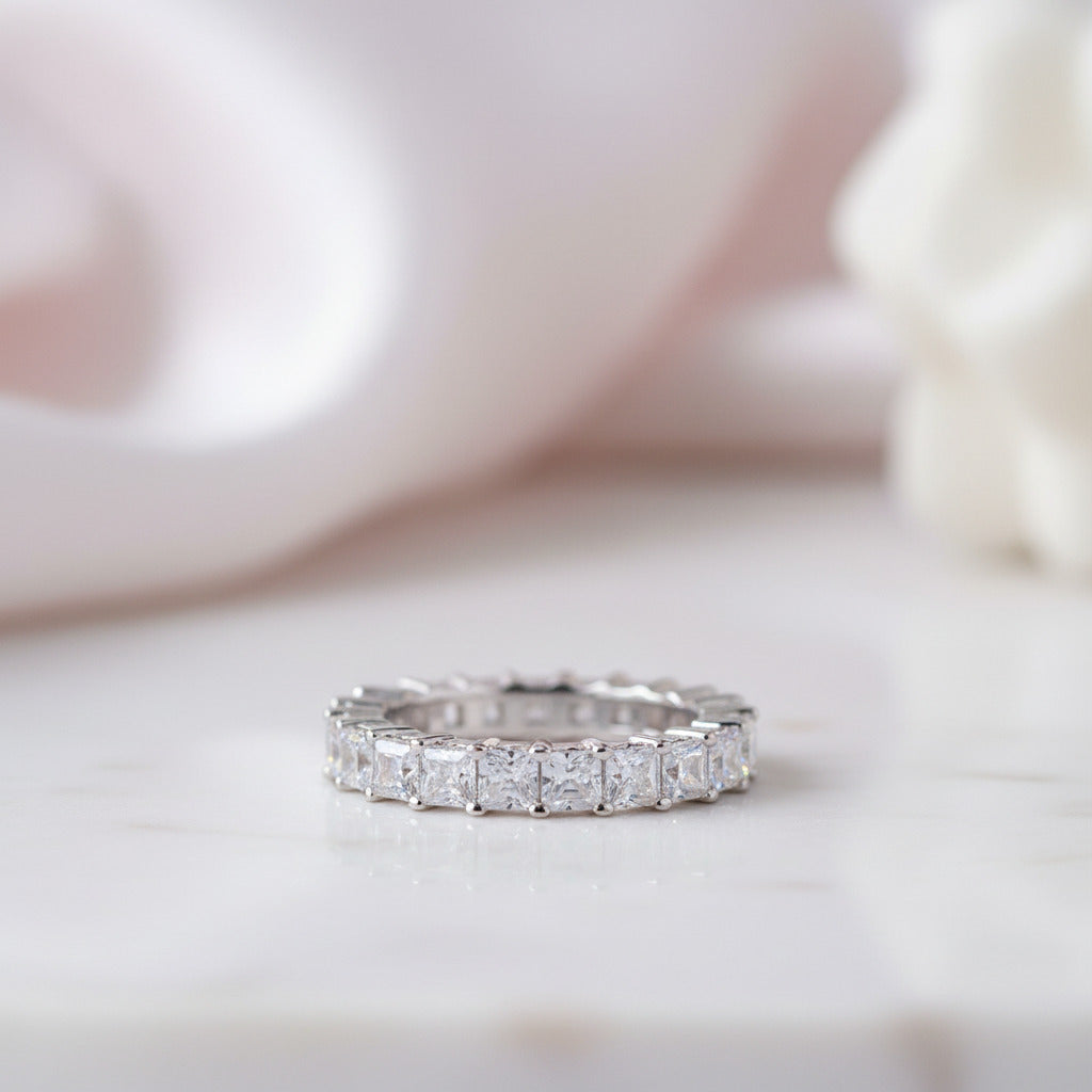 3mm Princess Cut Diamond Option Eternity Wedding Band-Black Diamonds New York