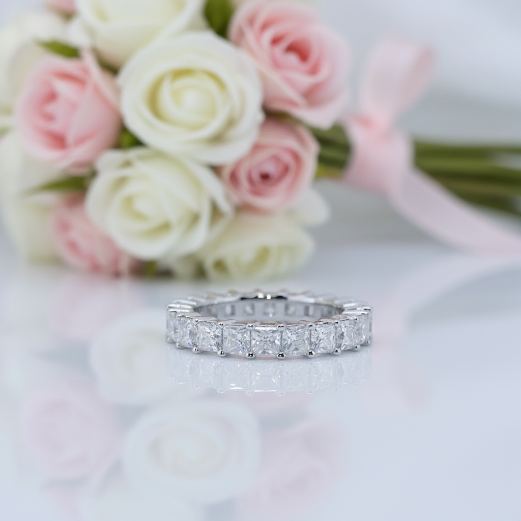 3mm Princess Cut Diamond Eternity Wedding Band-Black Diamonds New York