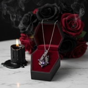 Handmade Angel's Wing Amethyst Gemstone Necklace-Black Diamonds New York