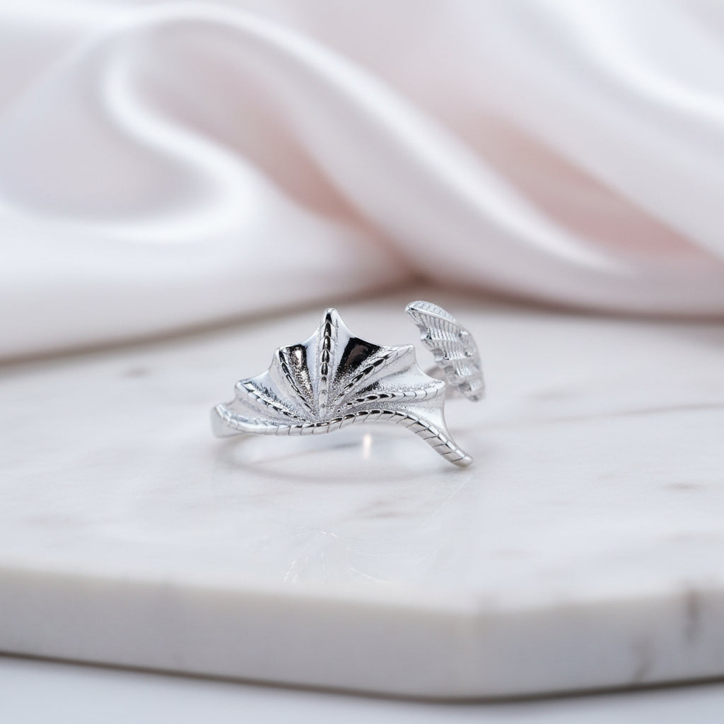 Angel and Demon Wing Adjustable Ring-Black Diamonds New York
