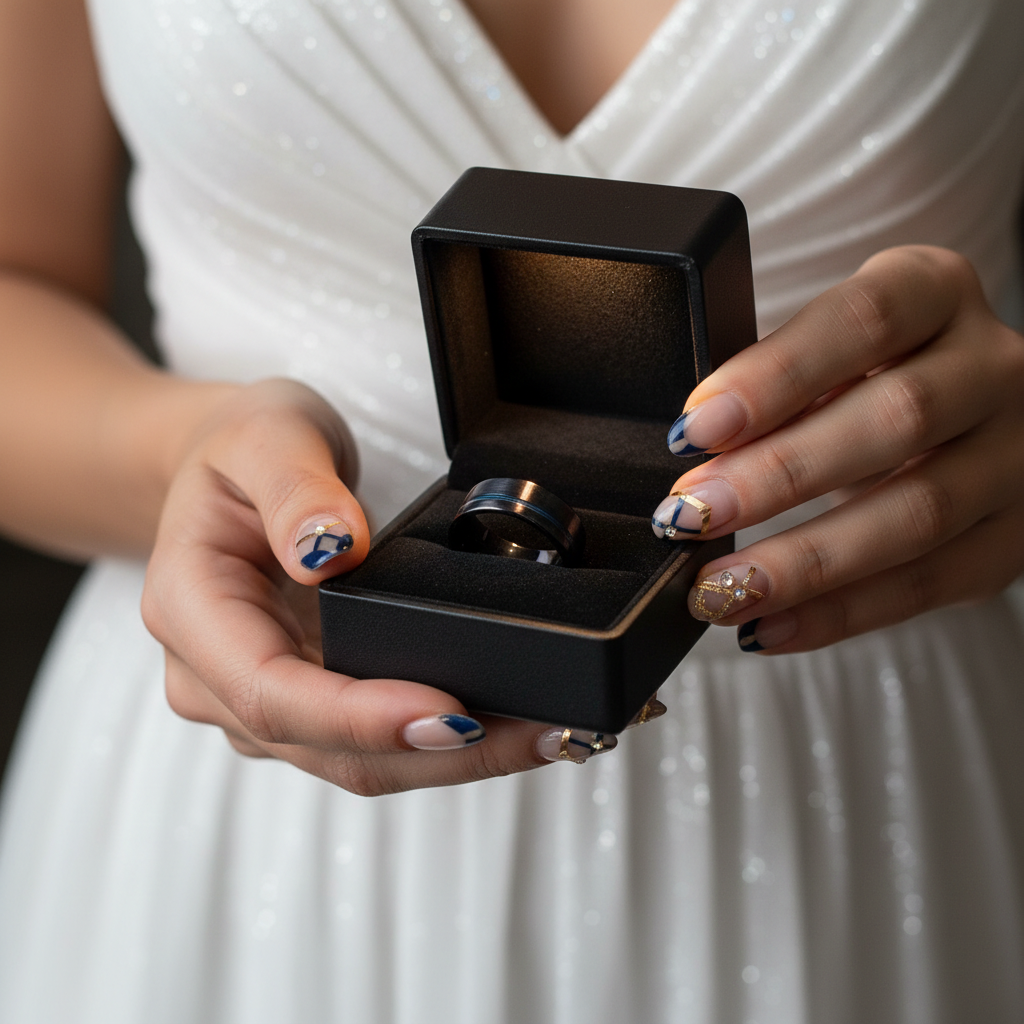Black Polished Tungsten Men's Wedding Band-Black Diamonds New York