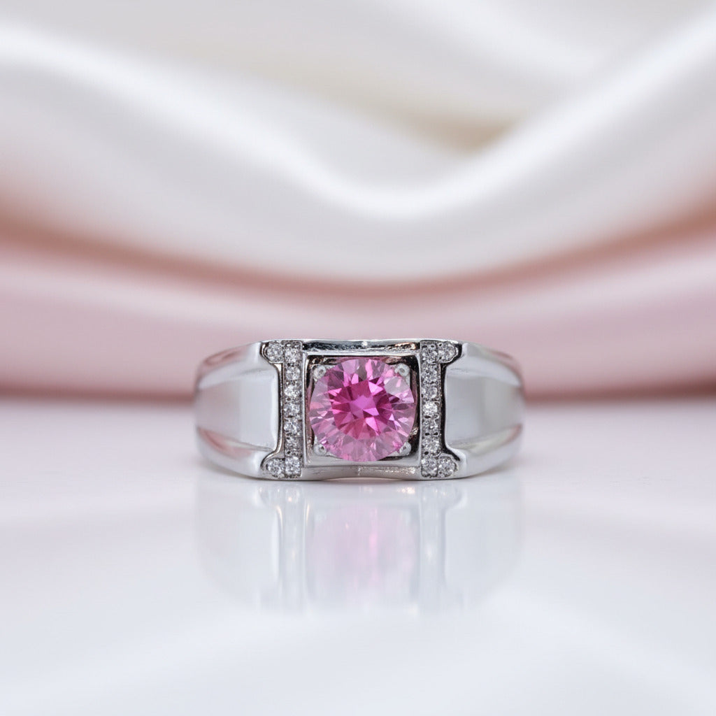 1.0 Ct Pink Diamond Option Men's Ring-Black Diamonds New York