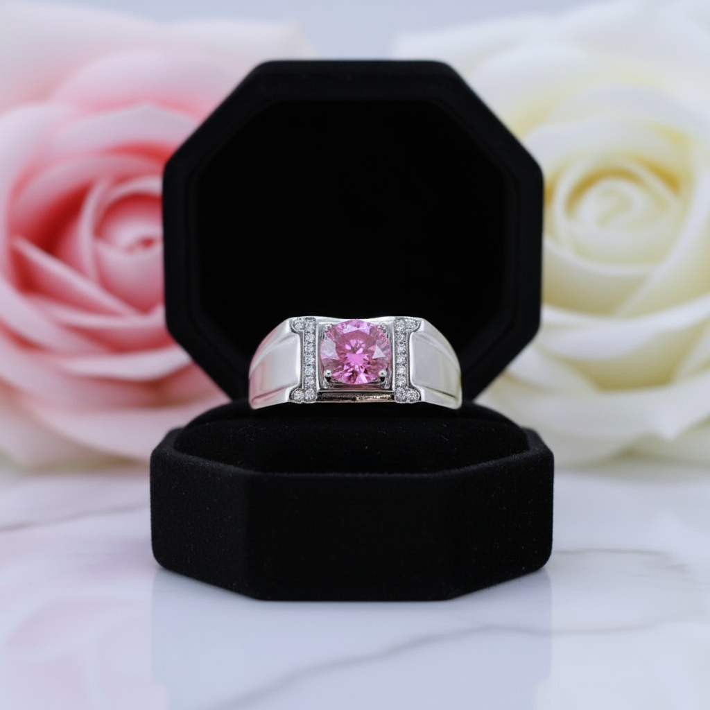 1.0 Ct Pink Diamond Men's Ring-Black Diamonds New York