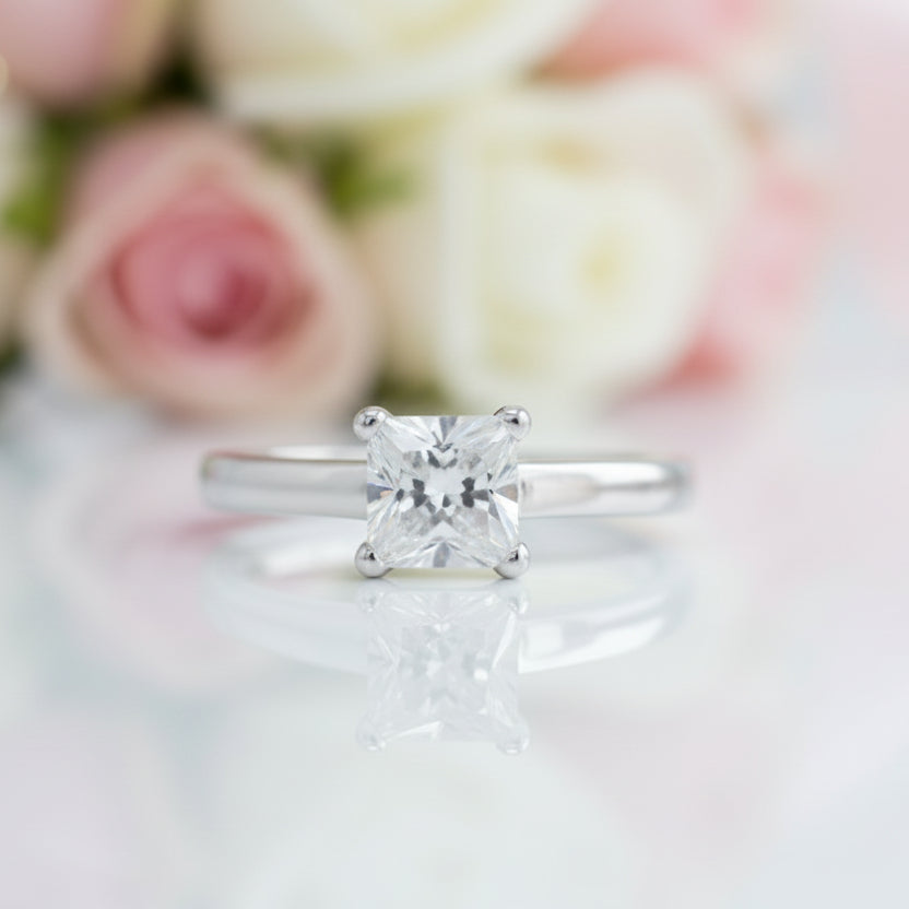 2 Carat Princess Cut Diamond Classic Engagement Ring-Black Diamonds New York