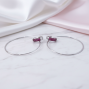 Round Retro Lab Created Ruby Punk Wind Drop Earrings-Black Diamonds New York