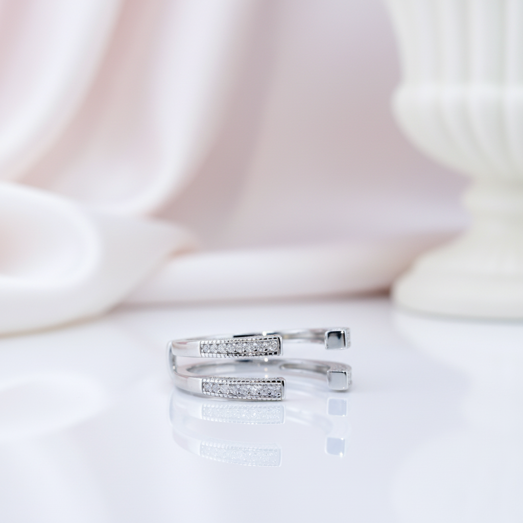 Adjustable Open Guard Diamond Option Enhancer Wedding Band-Black Diamonds New York