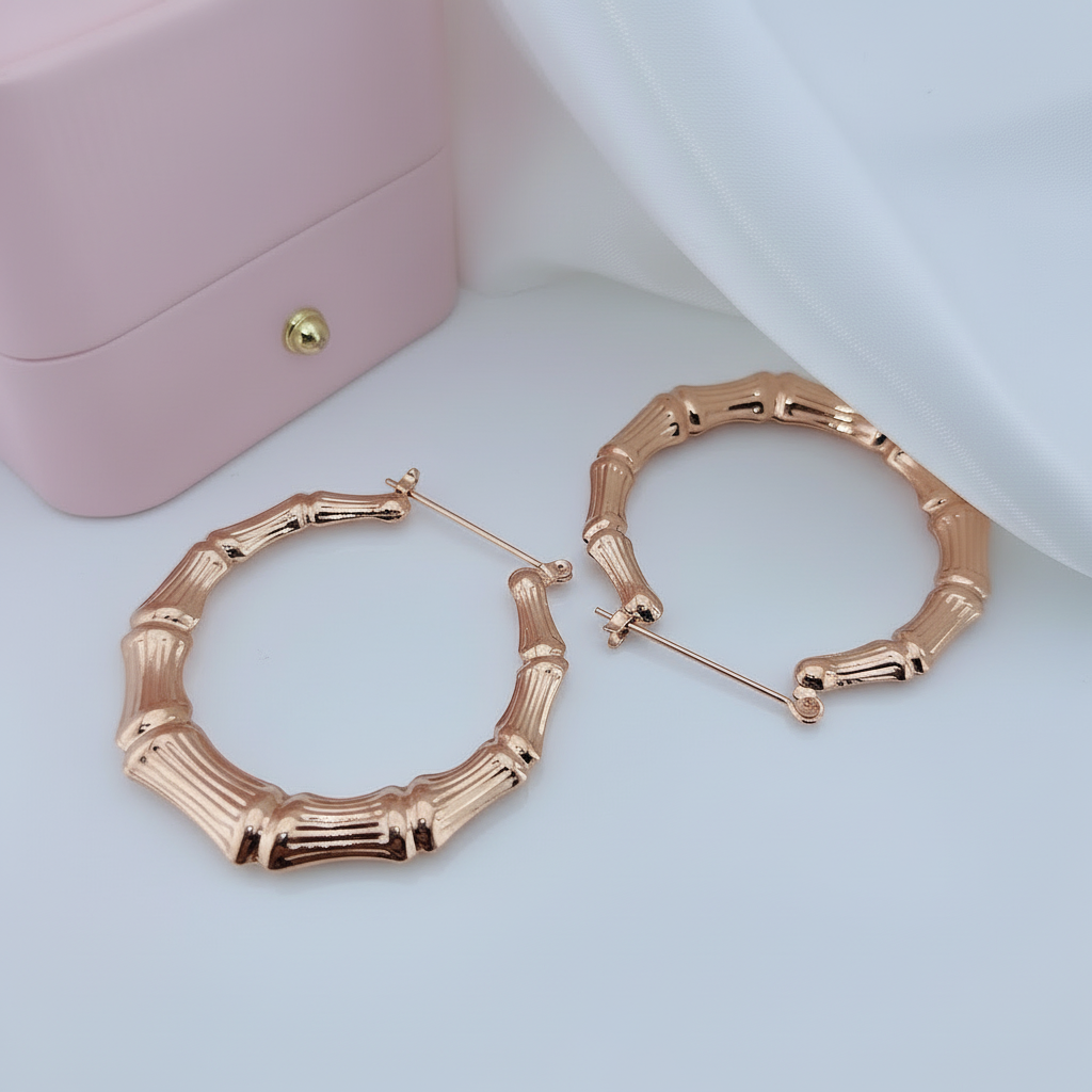 Custom Bamboo Customize Name Hoop Earrings-Black Diamonds New York