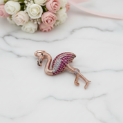Unique Rose Gold Punk-Option Flamingo Pendant-Black Diamonds New York