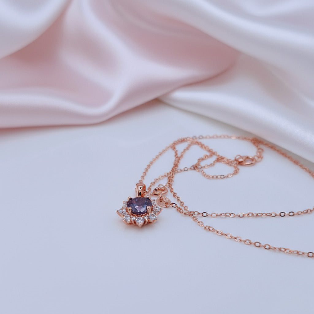 2.0 Ct Round Alexandrite Pendant Necklace-Black Diamonds New York