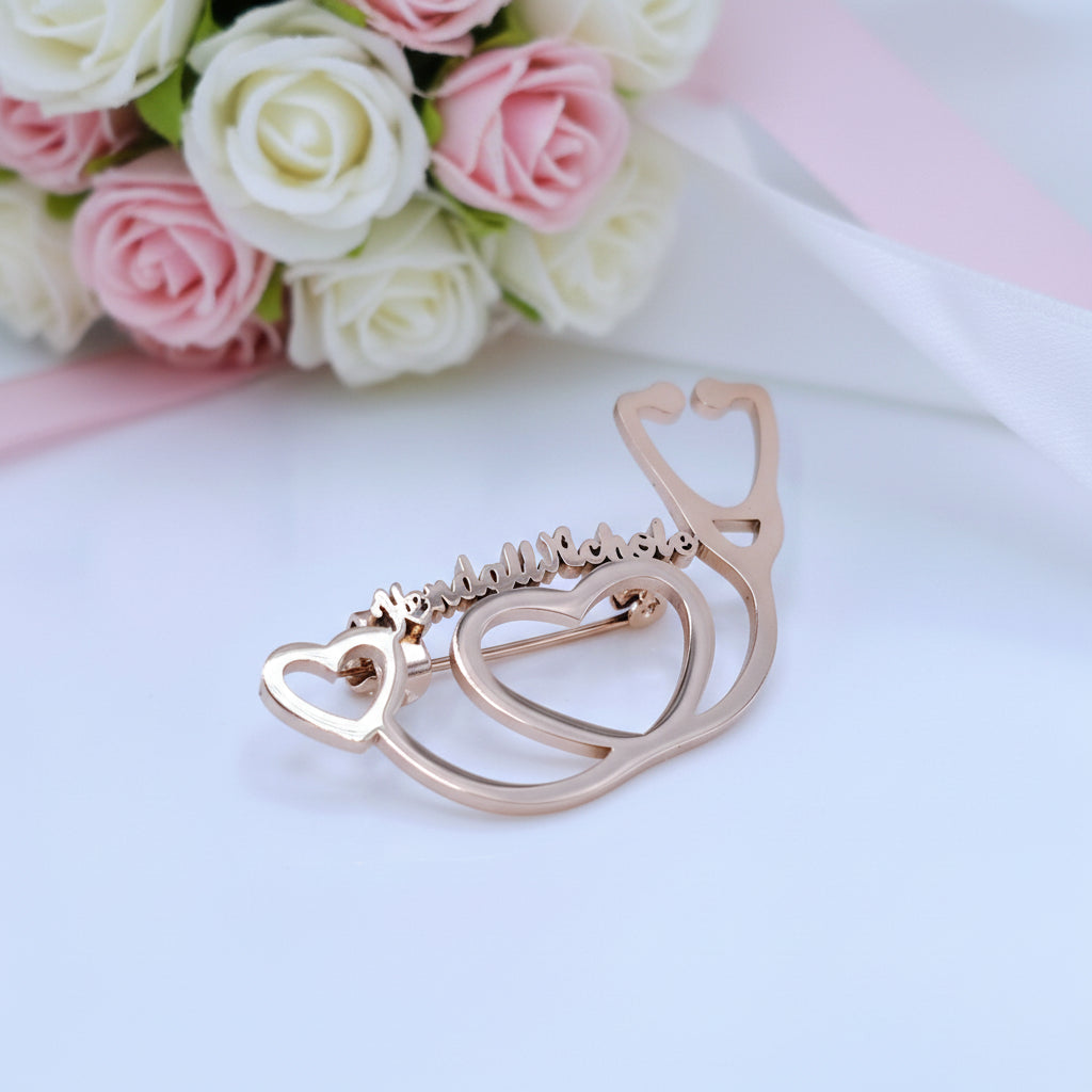 Customized Engraved Stethoscope Lapel Pin for Doctors and First Responders-Black Diamonds New York