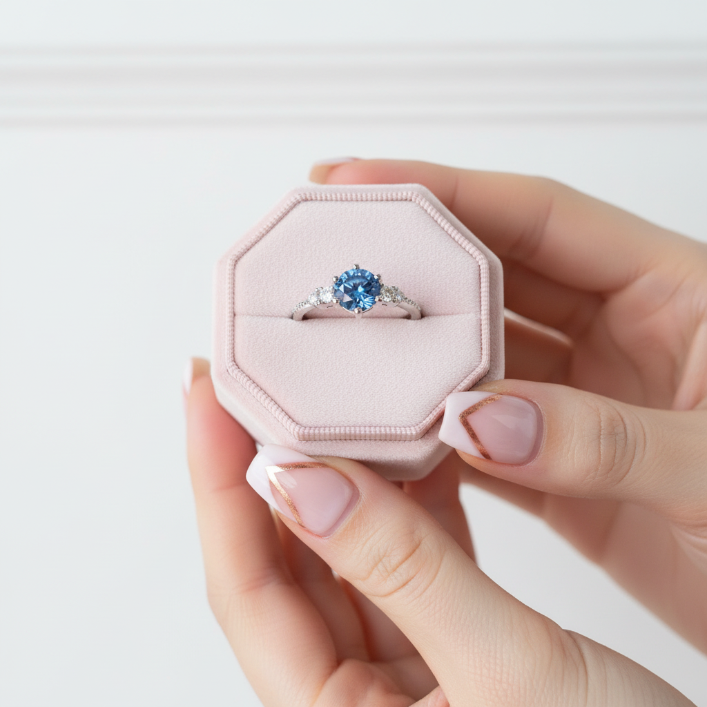 1.0 Ct VVS1 Blue Diamond Option Classic Engagement Ring-Black Diamonds New York