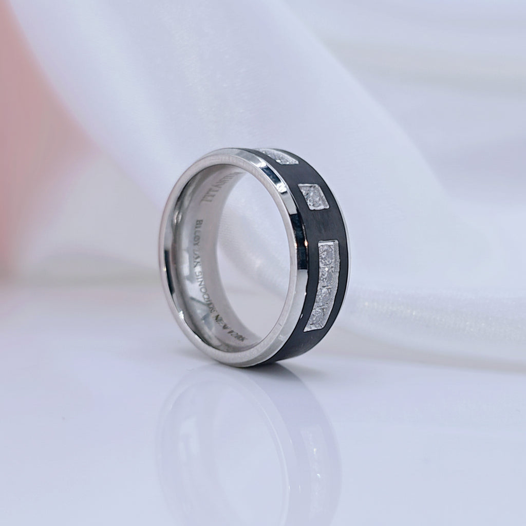 Eternity Diamond Option Men's Titanium Wedding Band-Black Diamonds New York