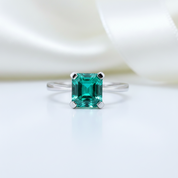 Classic 3.0 Ct Asscher Cut Colombian Cultivated Emerald Engagement Ring-Black Diamonds New York
