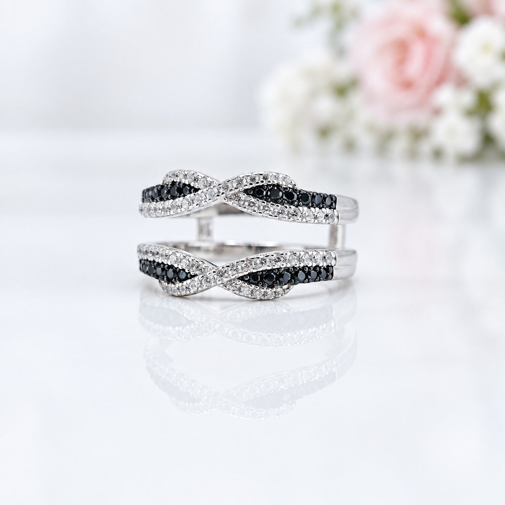 Round Diamond Option Twist Design Ring Enhancer-Black Diamonds New York