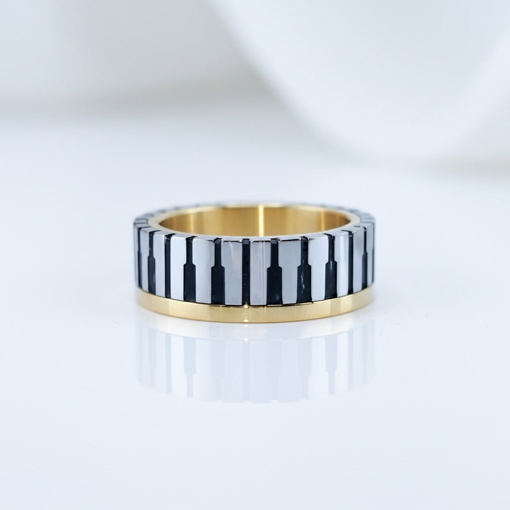 7mm Piano Wedding Band-Black Diamonds New York