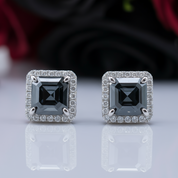 1.0 Ct Asscher Cut Diamond Stud Earrings-Black Diamonds New York
