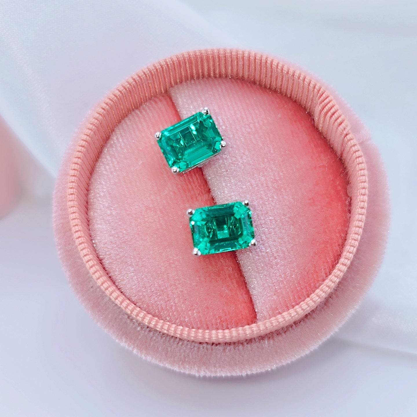 2.0 Ct Colombian Cultivated Emerald Earrings-Black Diamonds New York