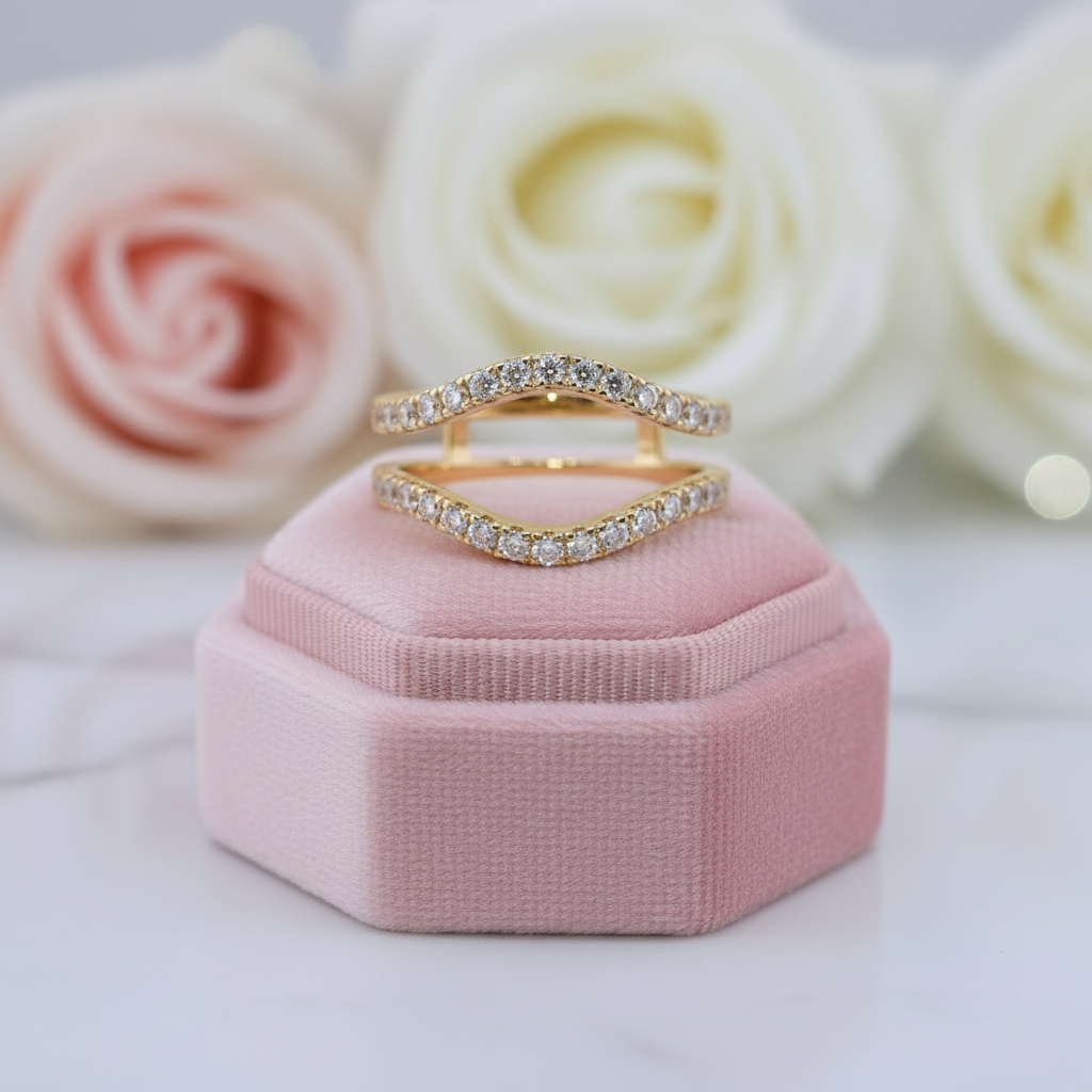 Round Cut Diamond Option Curved Enhancer Wedding Band-Black Diamonds New York