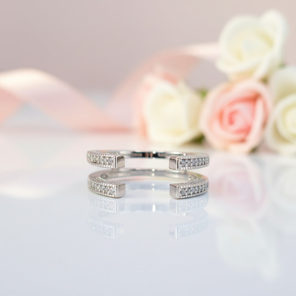 Adjustable Open Guard Diamond Enhancer Wedding Band-Black Diamonds New York