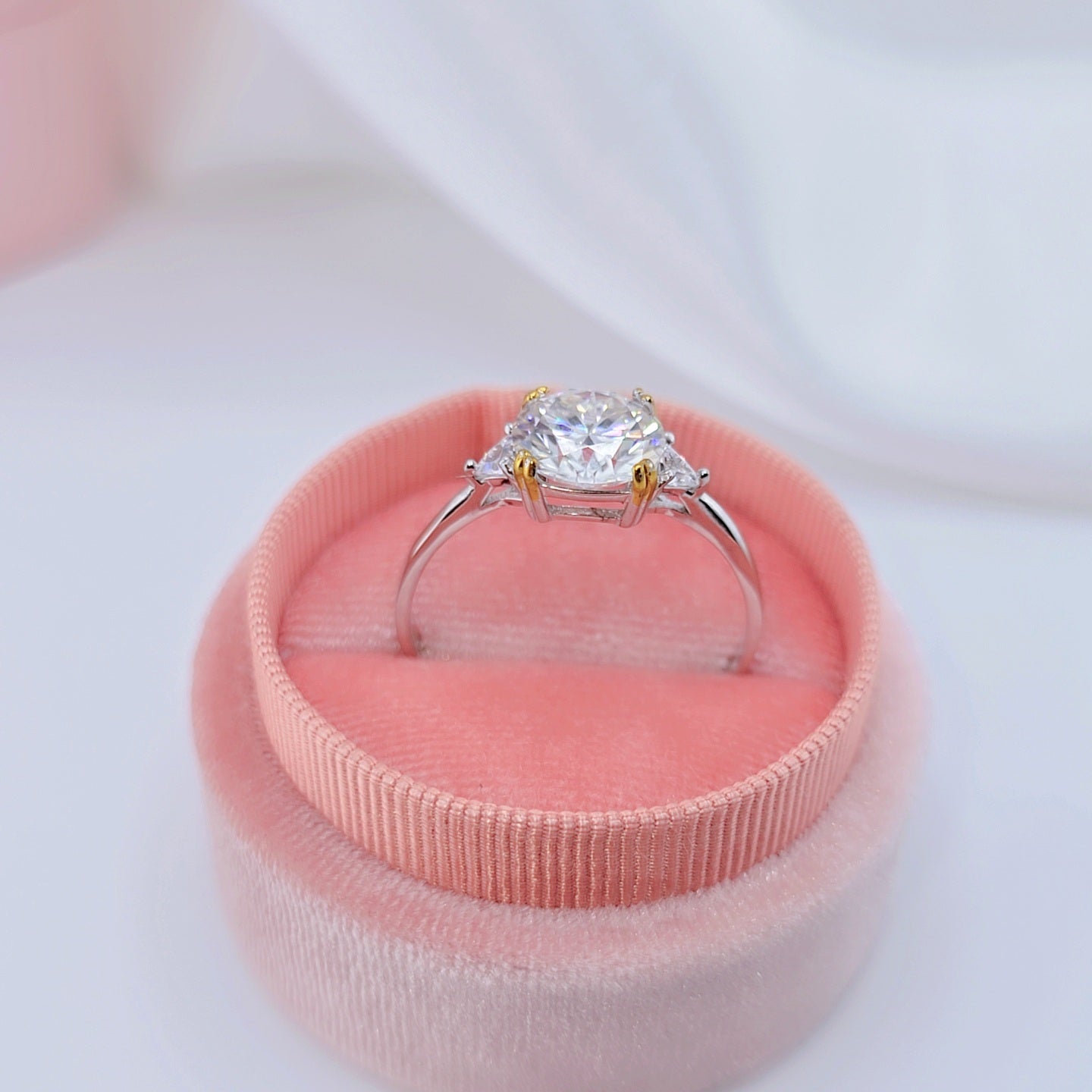 3.0 Ct Round Cut Crackling Diamond Option Engagement Ring-Black Diamonds New York