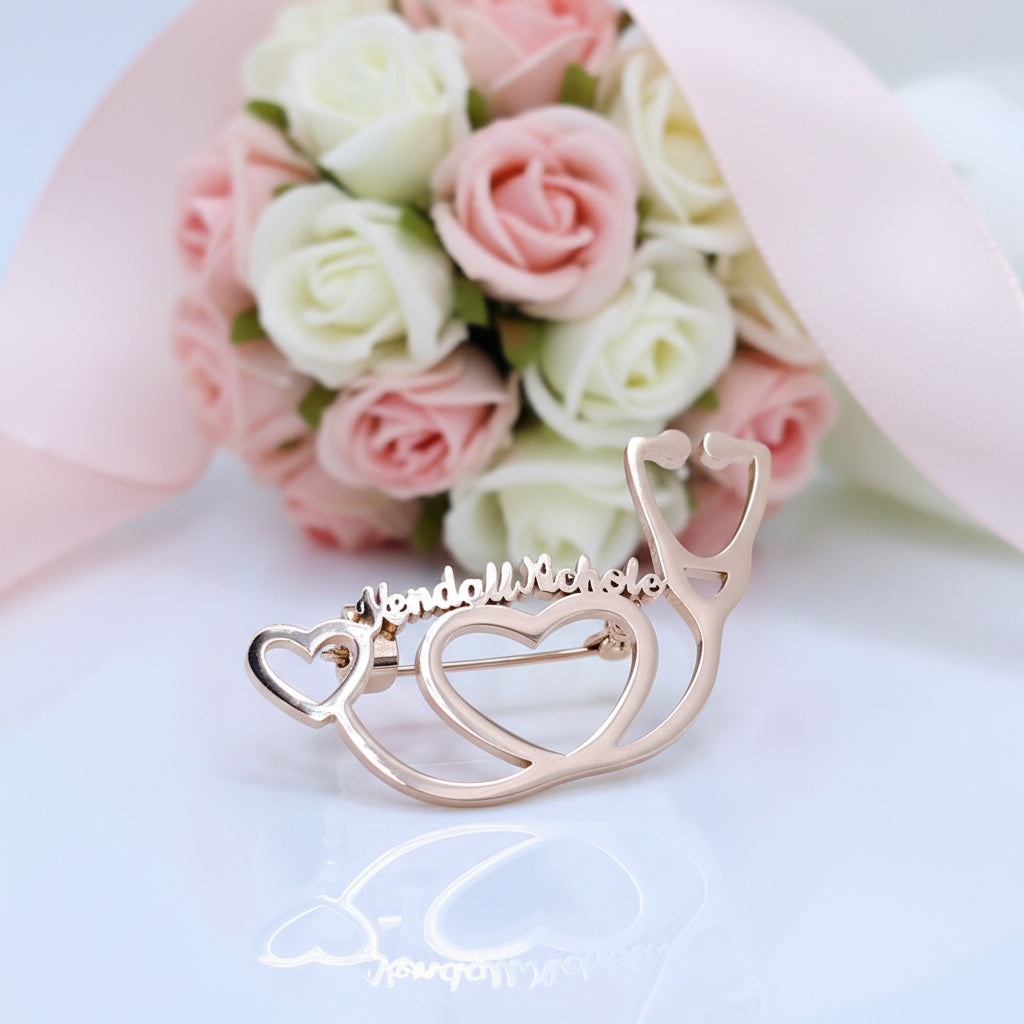 Customized Engraved Stethoscope Lapel Pin for Doctors and First Responders-Black Diamonds New York