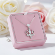 Pink Opal Lotus Flower Pendant Necklace-Black Diamonds New York