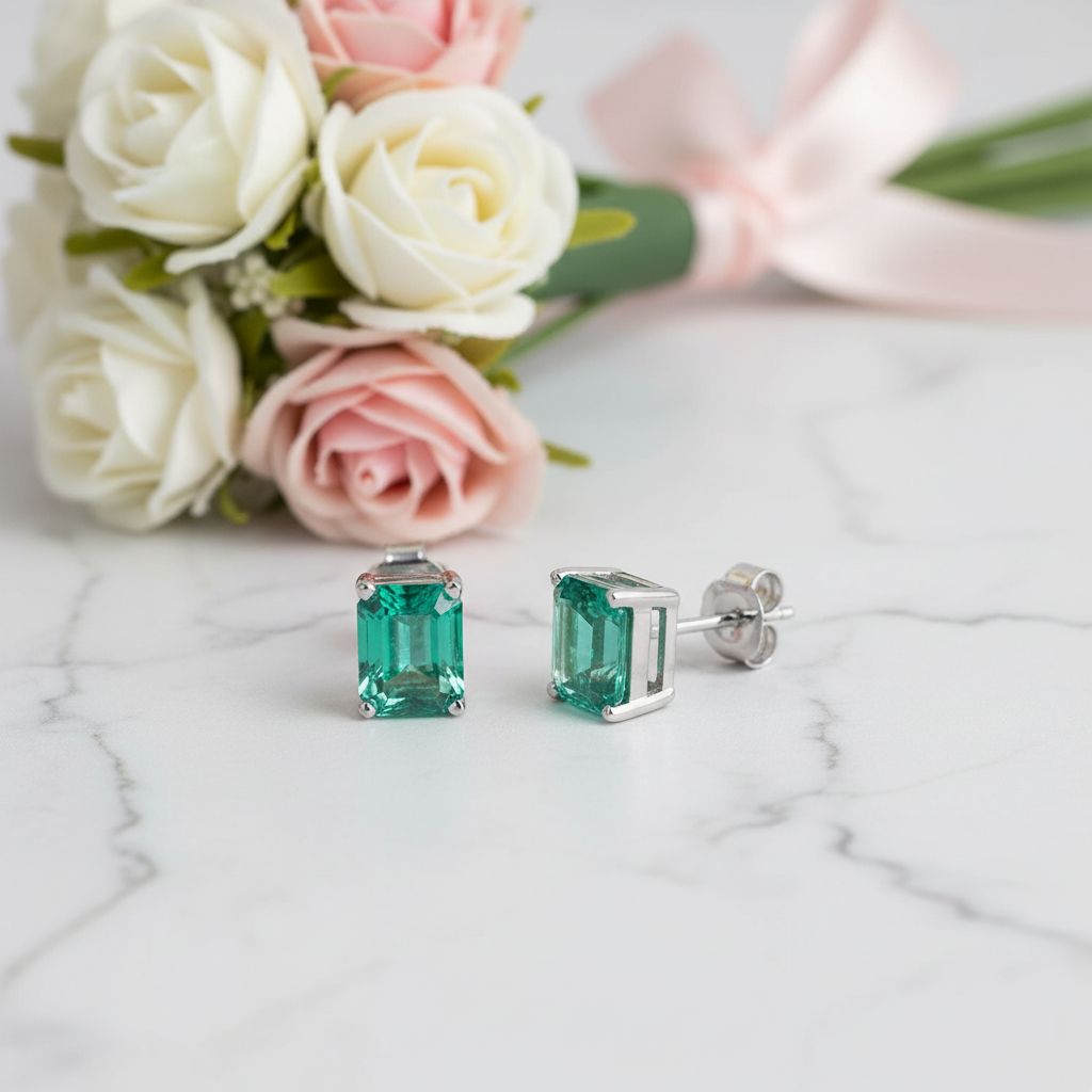 2.0 Ct Colombian Cultivated Emerald Earrings-Black Diamonds New York