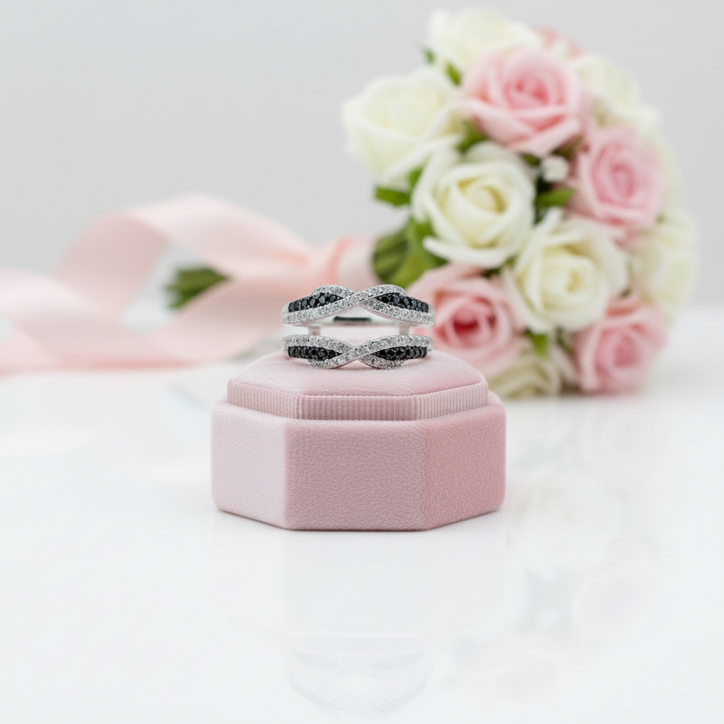 Round Diamond Twist Design Ring Enhancer-Black Diamonds New York