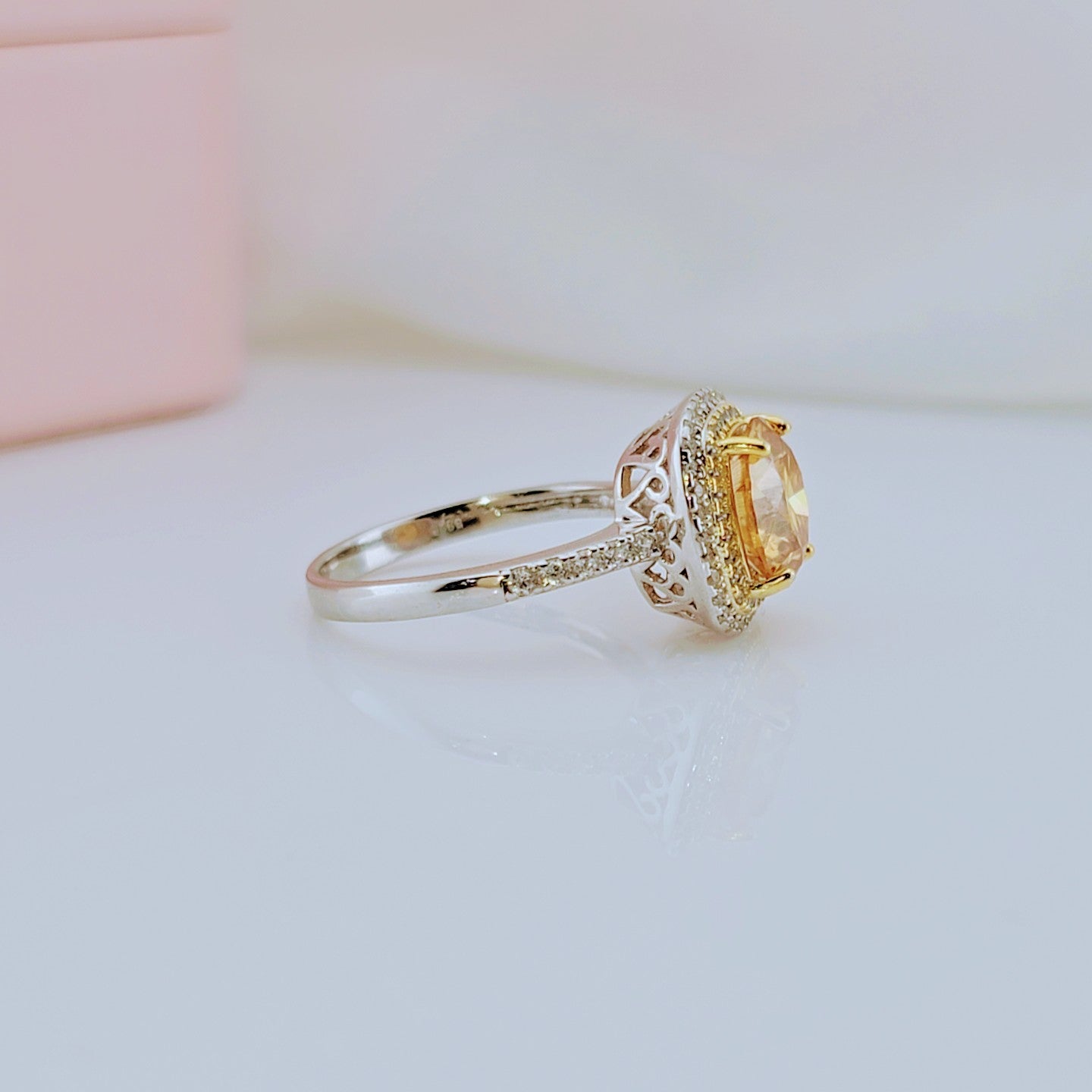 Round Cut 3.0 Ct Yellow Diamond Option Double Halo Engagement Ring-Black Diamonds New York