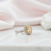 Round Cut 3.0 Ct Yellow Diamond Option Double Halo Engagement Ring-Black Diamonds New York