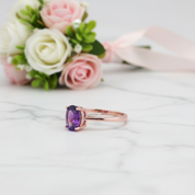 Purple Amethyst Diamond Option Ring in Rose Gold-Black Diamonds New York