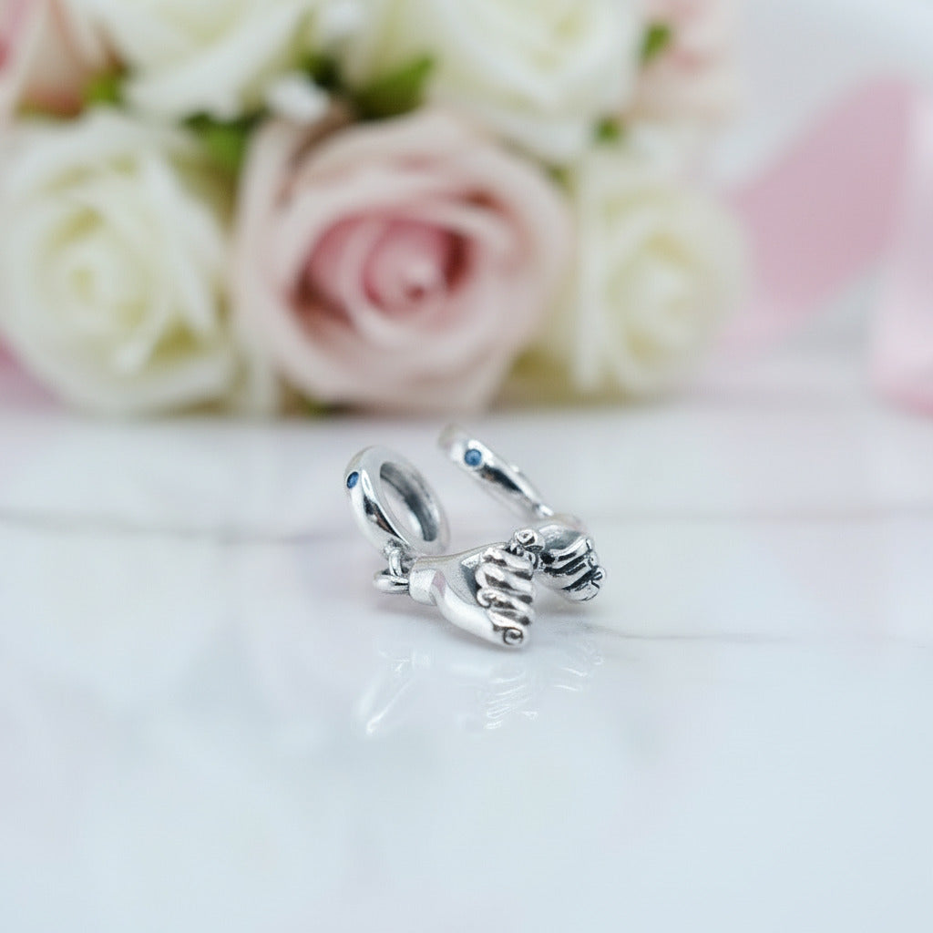 Pinky Swear Flower Lace & Heart Charm-Black Diamonds New York