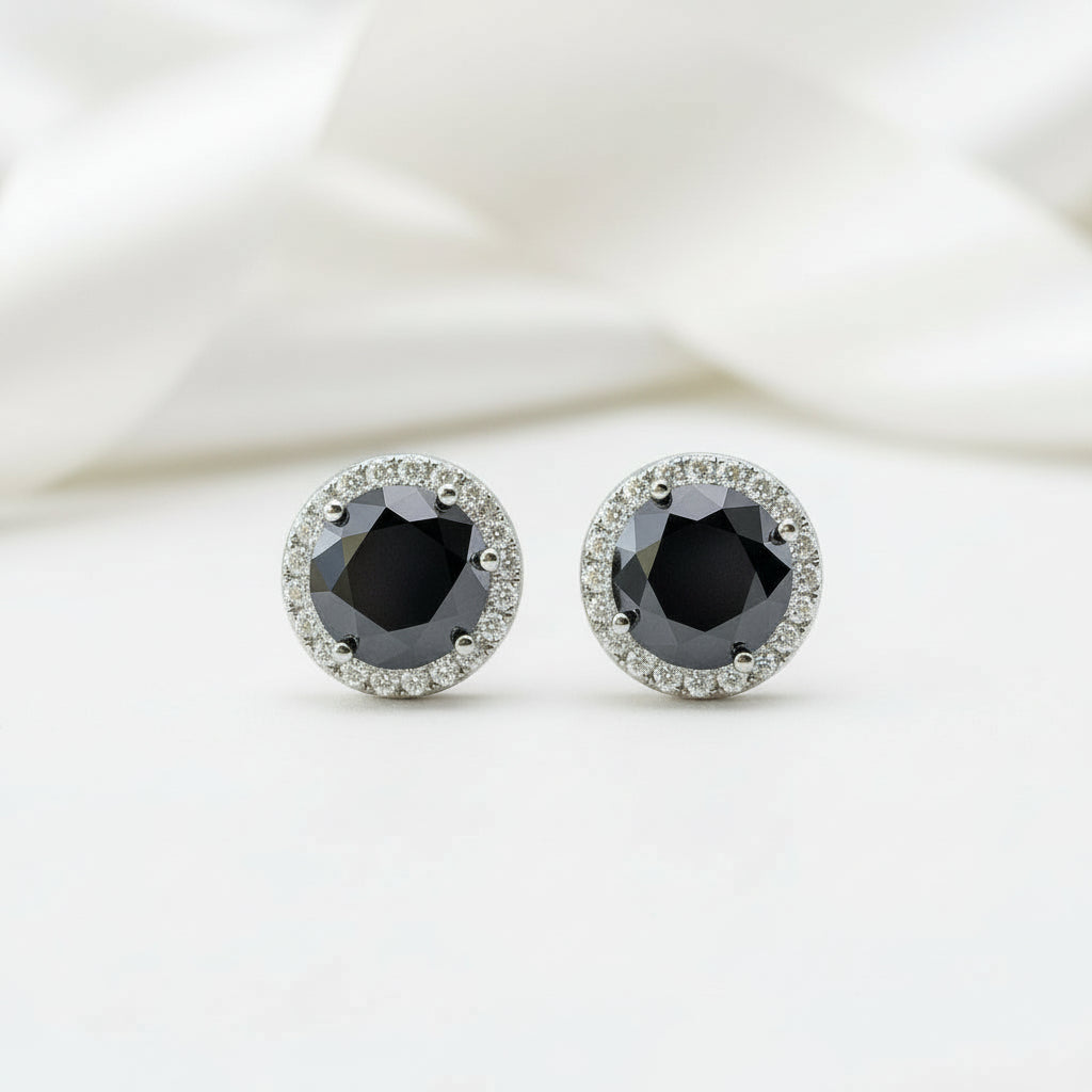 Classic 4.0 Ct Round Black Diamond Stud Earrings-Black Diamonds New York