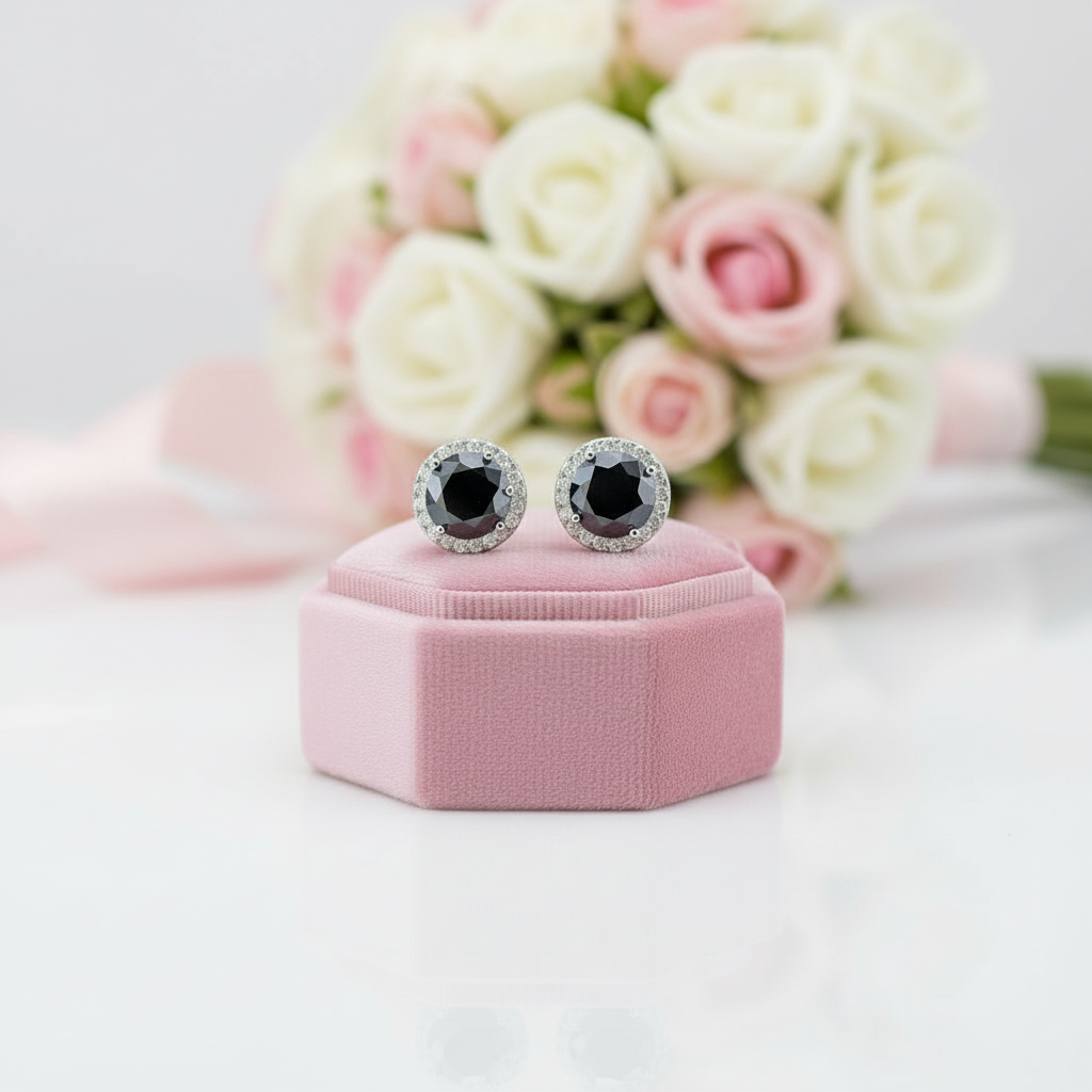 Classic 4.0 Ct Round Black Diamond Option Stud Earrings-Black Diamonds New York