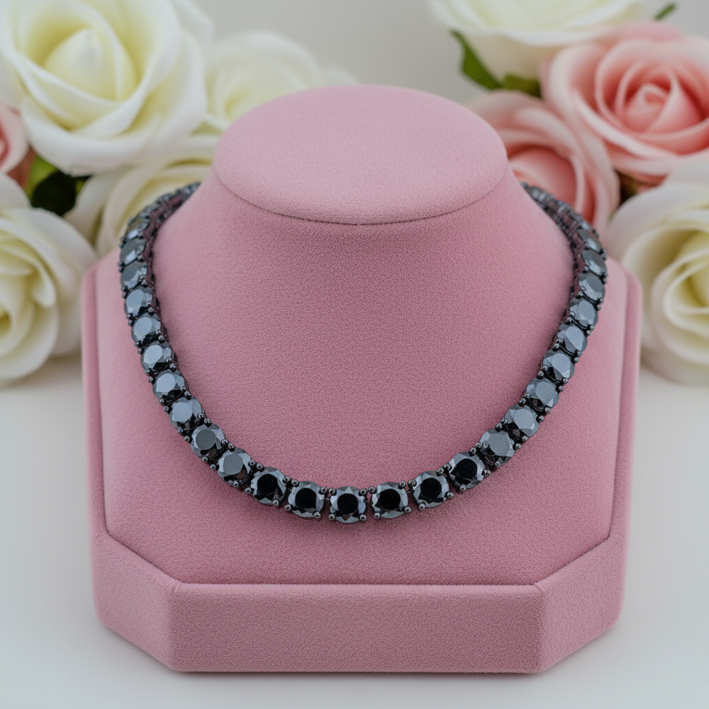 Black Diamond Tennis Necklace-Black Diamonds New York