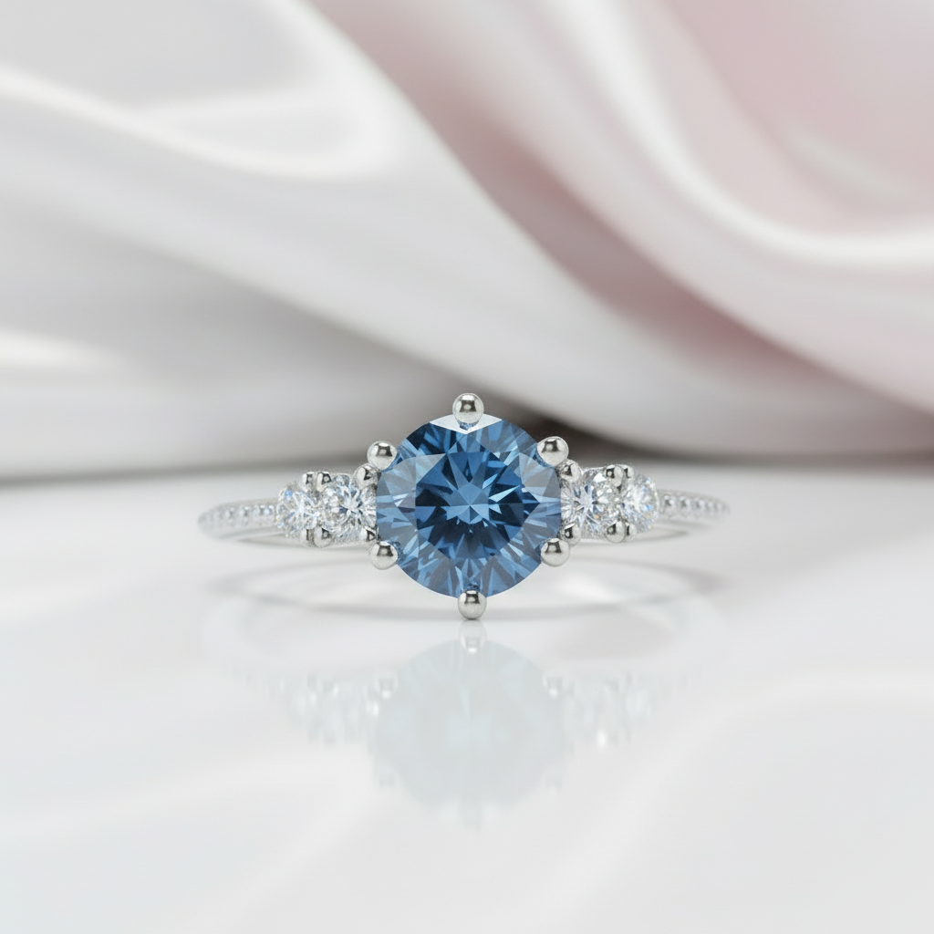 1.0 Ct VVS1 Blue Diamond Option Classic Engagement Ring-Black Diamonds New York