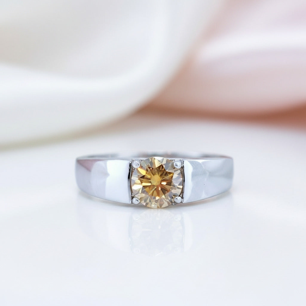 2 Carat Yellow Diamond Option Men's Wedding Ring-Black Diamonds New York