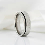 Roman Numbers Solid Stainless Steel Men's Ring Band-Black Diamonds New York
