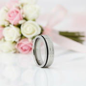 Roman Numbers Solid Stainless Steel Men's Ring Band-Black Diamonds New York