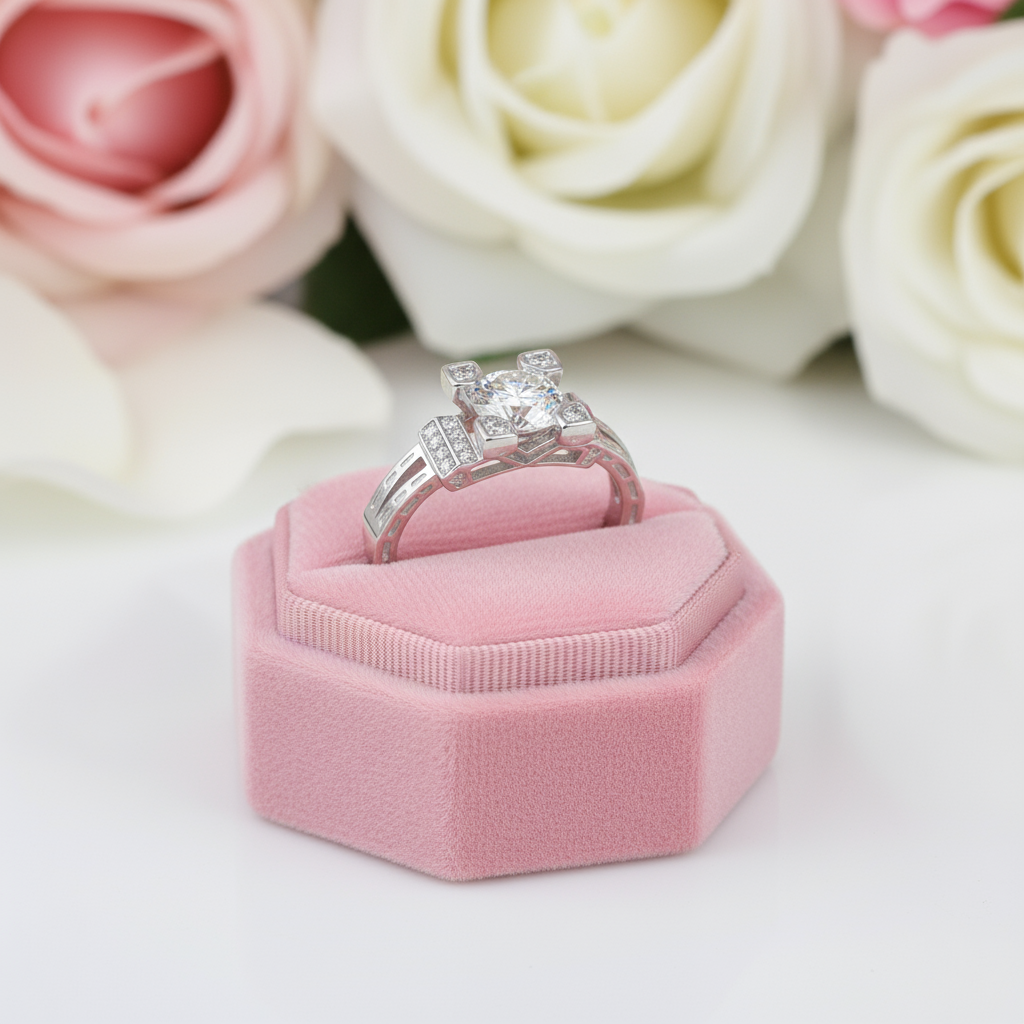 Romantic Eiffel Tower Diamond Engagement Ring-Black Diamonds New York