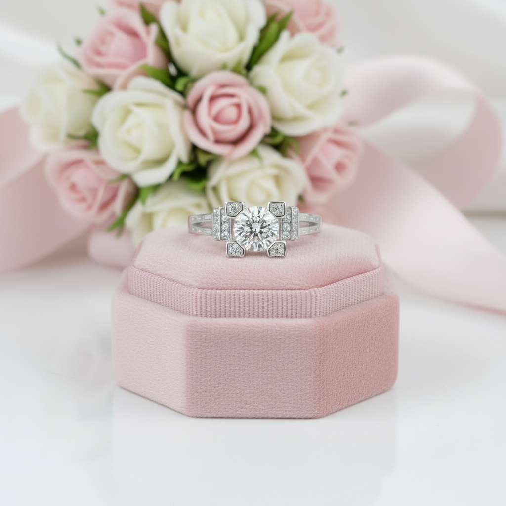 Romantic Eiffel Tower Diamond Option Engagement Ring-Black Diamonds New York