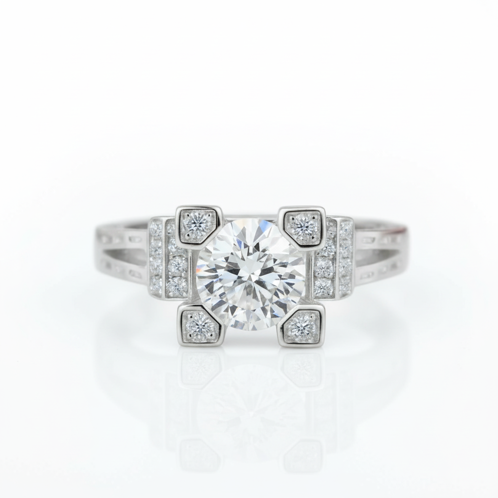 Romantic Eiffel Tower Diamond Option Engagement Ring-Black Diamonds New York
