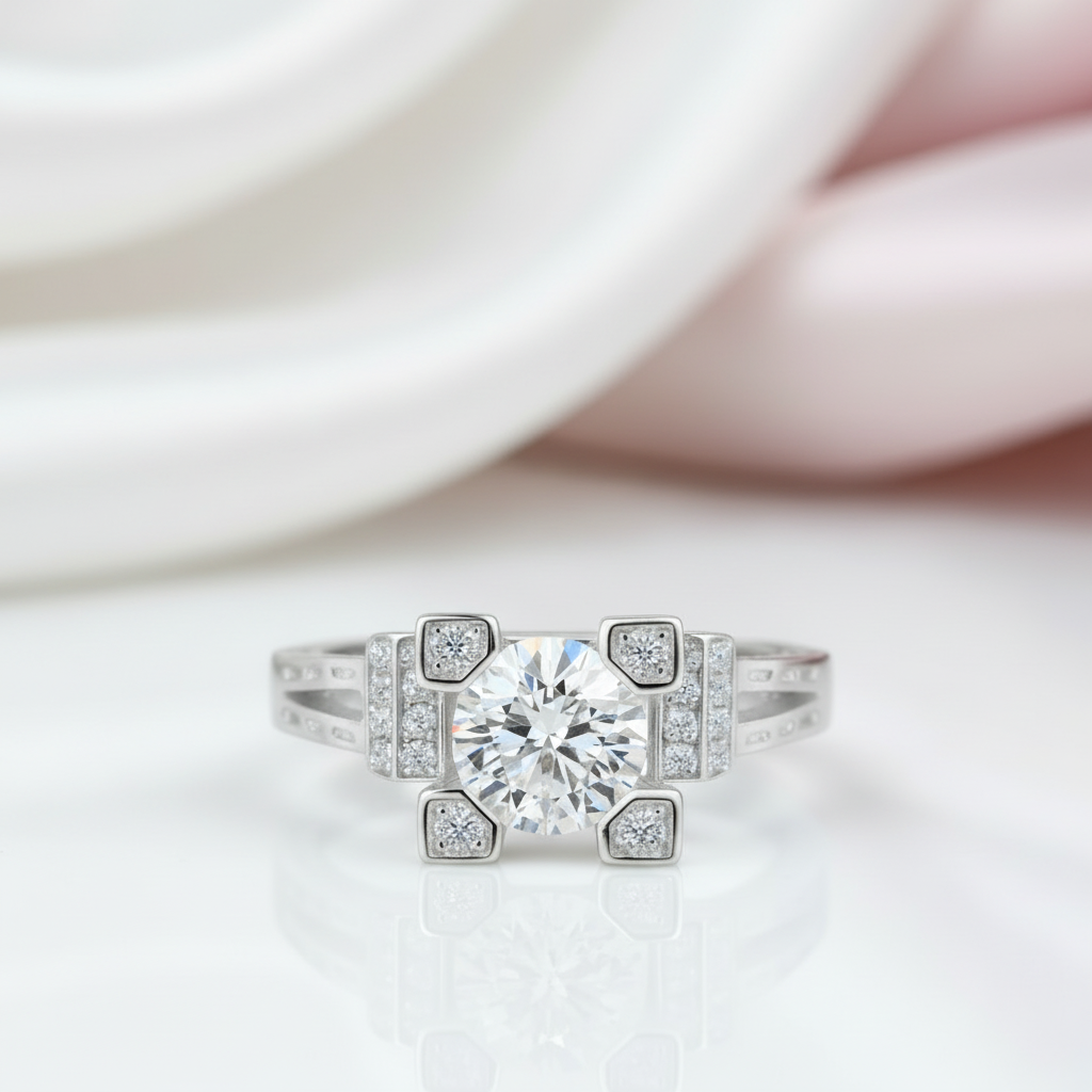 Romantic Eiffel Tower Diamond Option Engagement Ring-Black Diamonds New York