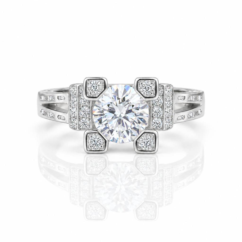 Romantic Eiffel Tower Diamond Option Engagement Ring-Black Diamonds New York