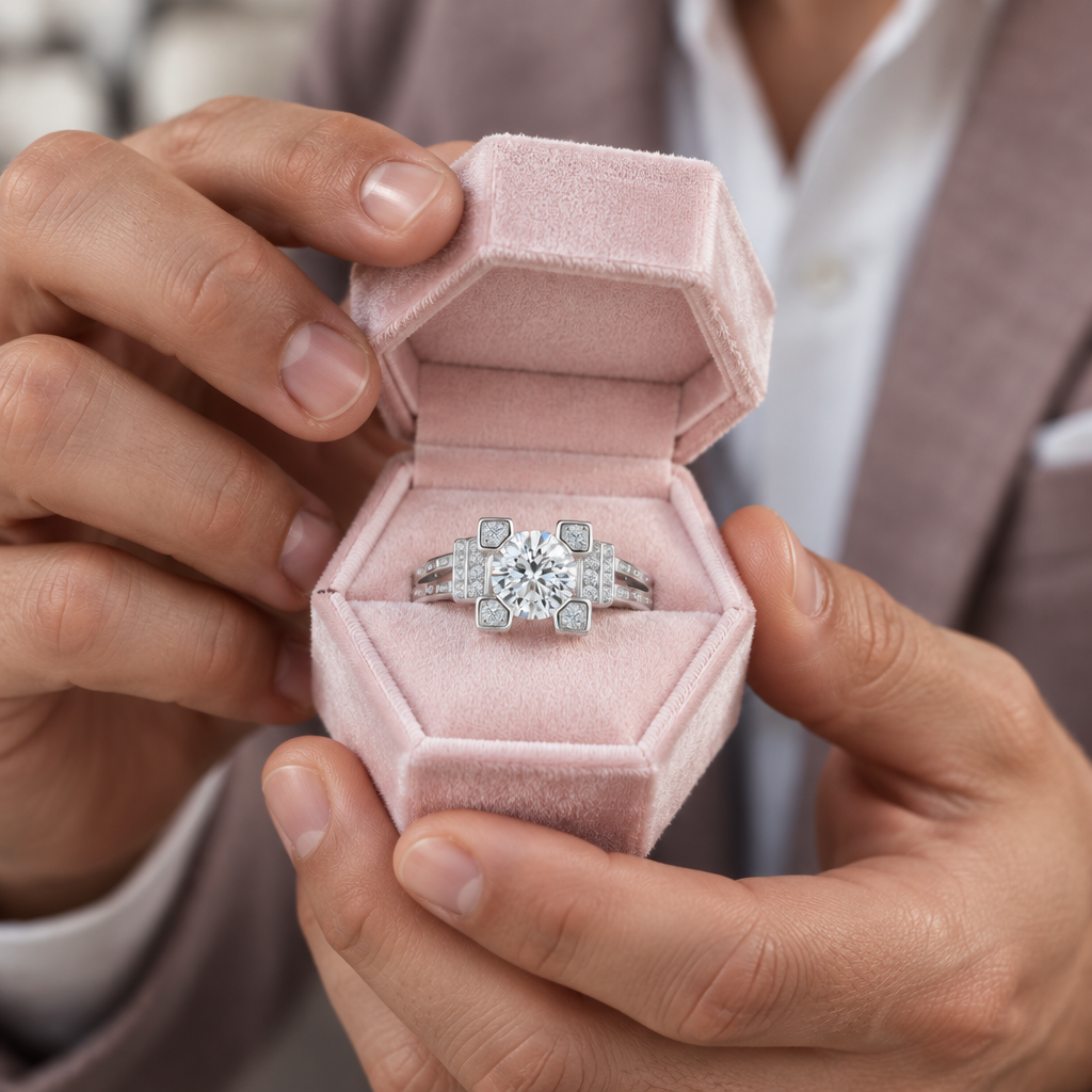 Romantic Eiffel Tower Diamond Option Engagement Ring-Black Diamonds New York