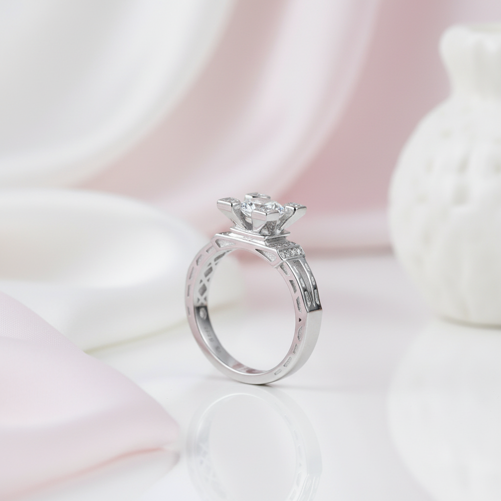 Romantic Eiffel Tower Diamond Option Engagement Ring-Black Diamonds New York