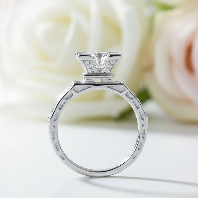 Romantic Eiffel Tower Diamond Engagement Ring-Black Diamonds New York