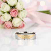 Romantic Two Tone Couple Wedding Band with Diamond Option-Black Diamonds New York
