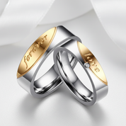 Romantic Two Tone Couple Wedding Band with Diamond Option-Black Diamonds New York